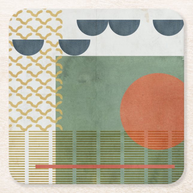 Soleil Rouge III Square Paper Coaster (Front)