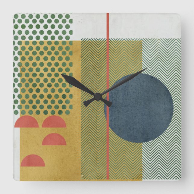 Soleil Rouge IV Square Wall Clock (Front)