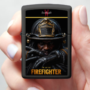 Solemn Fireman Crossed Gloves Dark Portrait Zippo Lighter