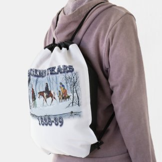 Solemn Tears depicting the Cherokee Trail of Tears Drawstring Bag