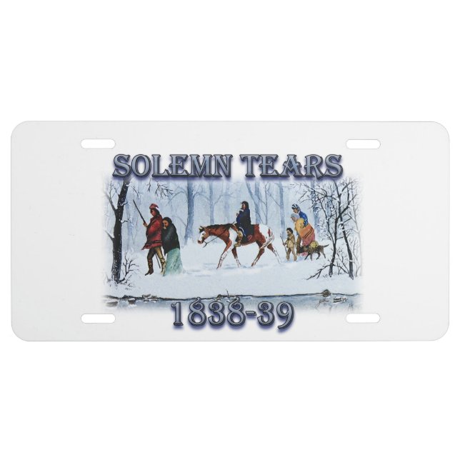 Solemn Tears depicting the Cherokee Trail of Tears License Plate (Front)