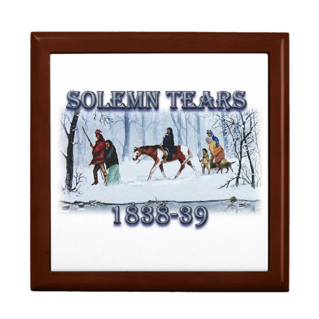 Solemn Tears depicts the Cherokee Trail of Tears Gift Box (Front)