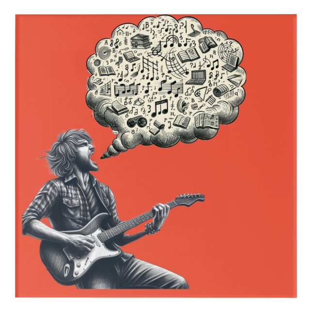 Solfeggio explosive guitar player acrylic print (Front)