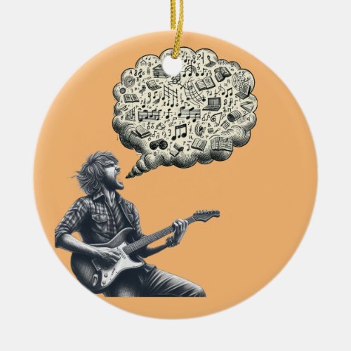 Solfeggio explosive guitar player ceramic ornament