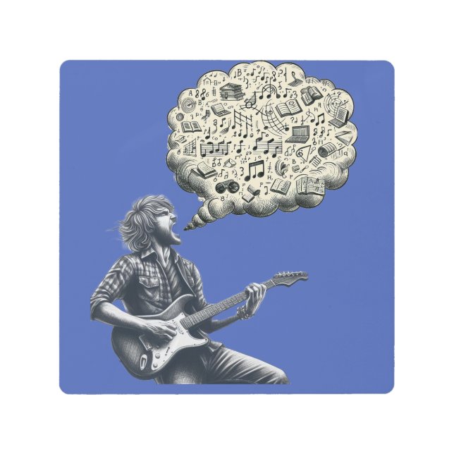 Solfeggio explosive guitar player metal print (Front)