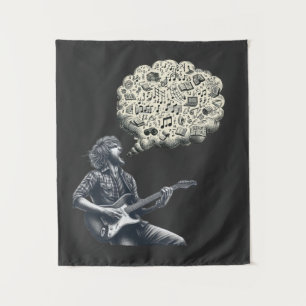 Solfeggio explosive guitar player tapestry