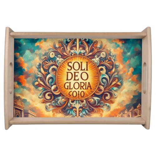 Soli Deo Gloria Glory be to God Alone Christian  Serving Tray