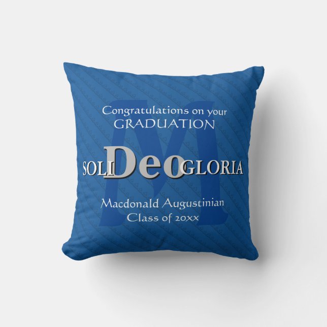 SOLI DEO GLORIA Personalized Keepsake Graduation Throw Pillow (Front)