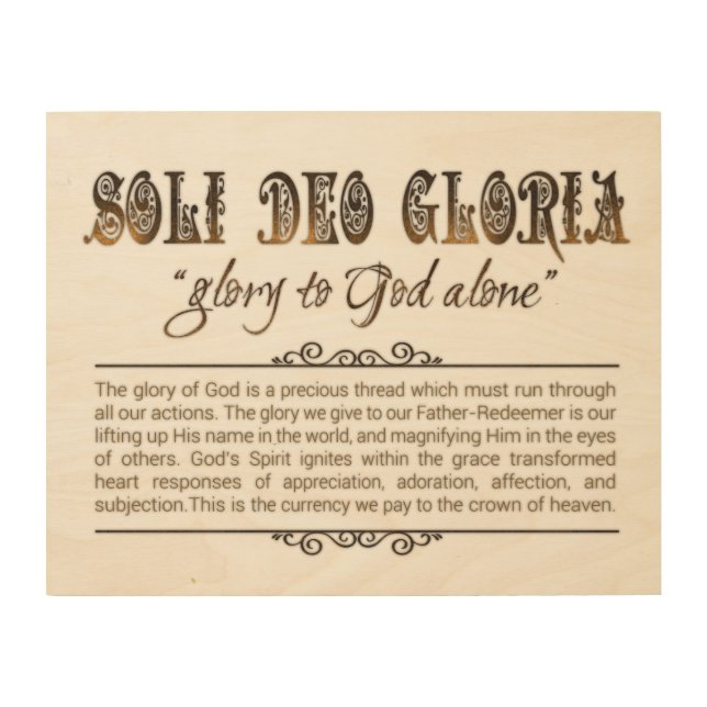 "Soli Deo Gloria" Wood Wall Art, 14x11 Wood Wall Decor (Front)