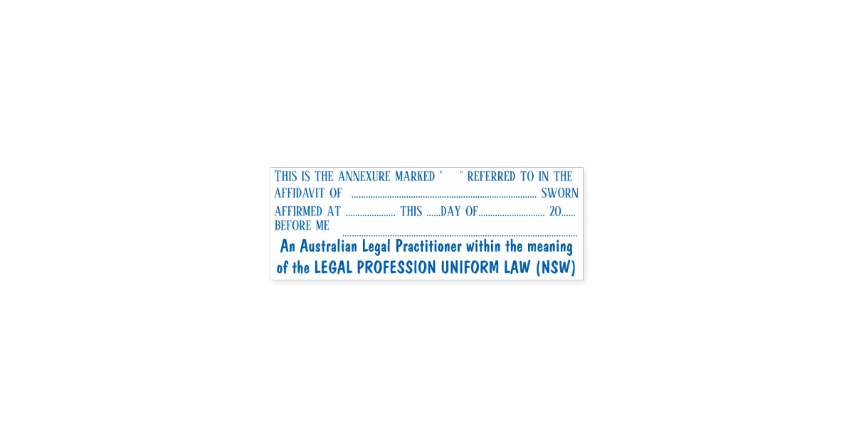 Solicitor affidavit annexure NSW law blue Selfinking Stamp Zazzle