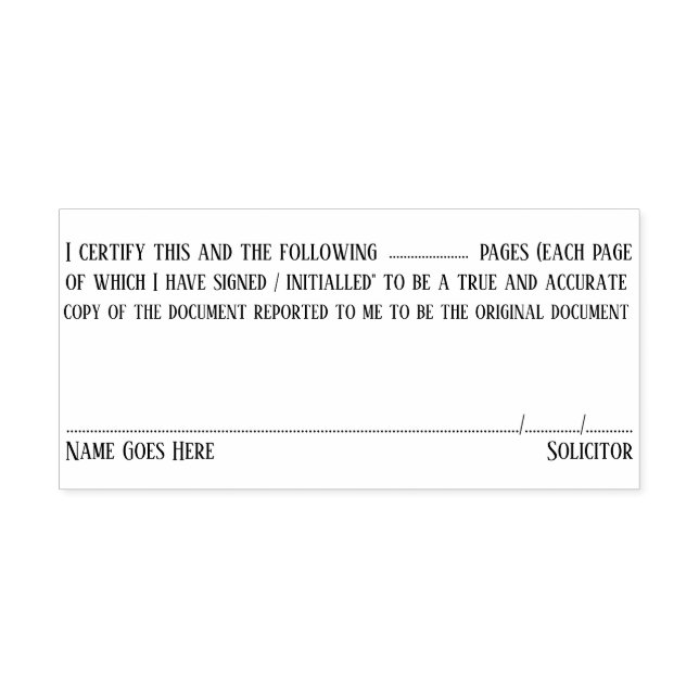 Solicitor certify pages of document true copy self-inking stamp (Design)