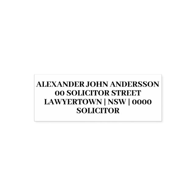 Solicitor name address title law stationery self-inking stamp (Design)
