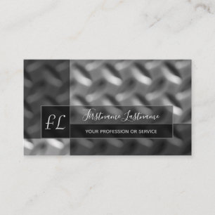 Solid abstract diamond metal plate monogram busine business card