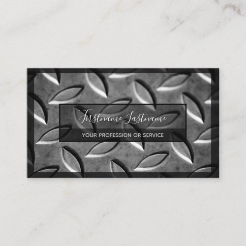 Solid abstract diamond metal plate surface business card