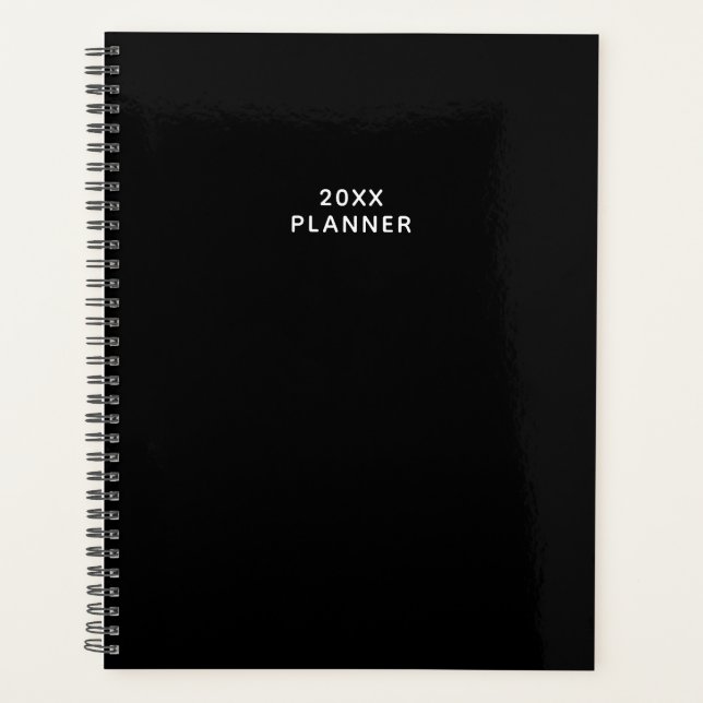 Solid All Black Custom 2024 2025 Planner (Front)