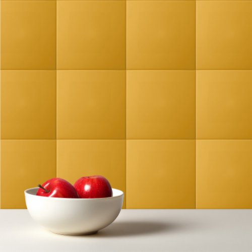 Solid amber dirty yellow ceramic tile