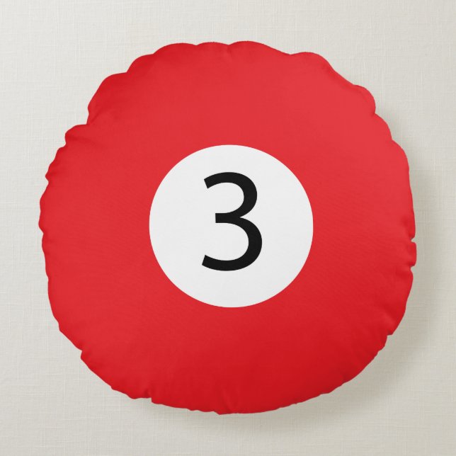 Solid and Stripe Billiard Balls #3 Collect all 15 Round Pillow (Front)