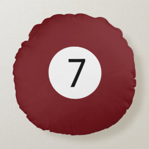 Solid and Stripe Billiard Balls #7 Collect all 15 Round Pillow