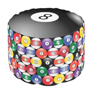 Solid and Stripe Billiard Balls #8 Collect all 15 Pouf