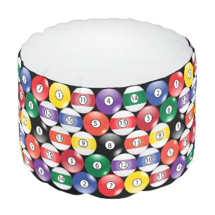 Solid and Stripe Billiard, Cue Ball Collect all 15 Pouf