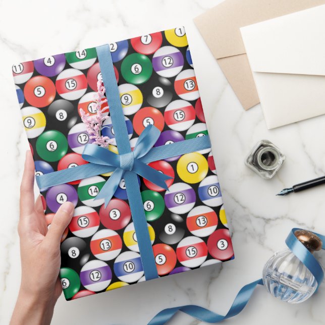 Solid and Stripe Billiards Ball Pattern Wrapping Paper (Gifting)