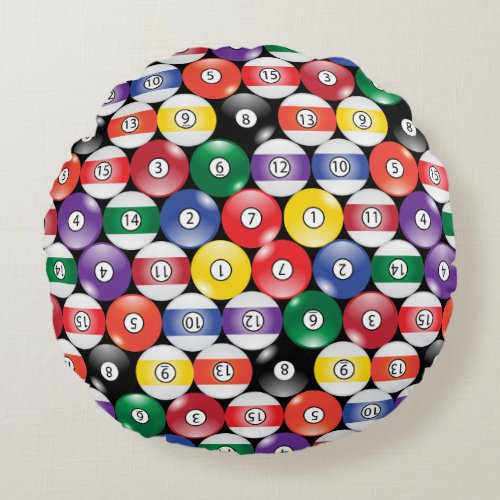 Solid and Stripe Billiards Round Pillow