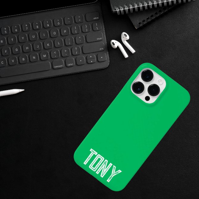 Solid Apple Green Custom Name Monogram Case-Mate iPhone Case (Creator Uploaded)