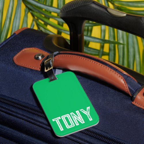 Solid Apple Green Custom Name Monogram Luggage Tag