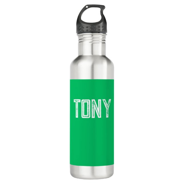 Solid Apple Green Custom Name Monogram Stainless Steel Water Bottle (Front)