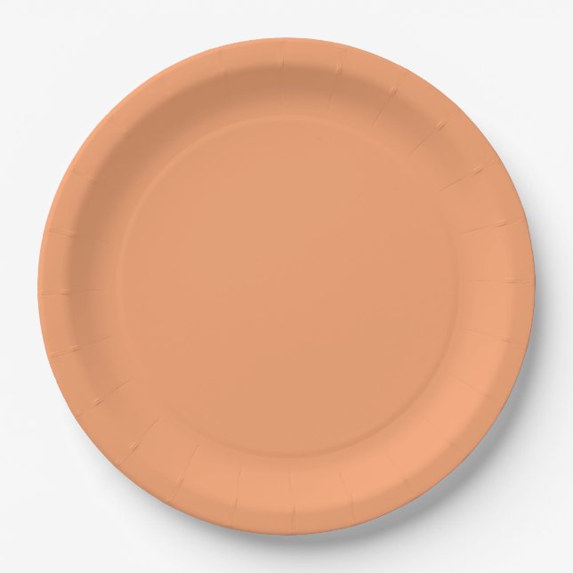 Solid Apricot Plain Paper Plates (Front)