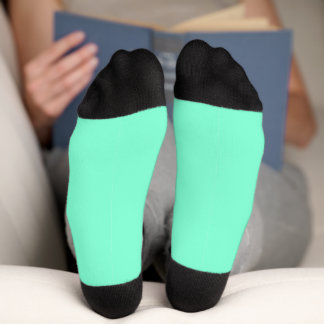Solid Aquamarine and Black Cool Socks