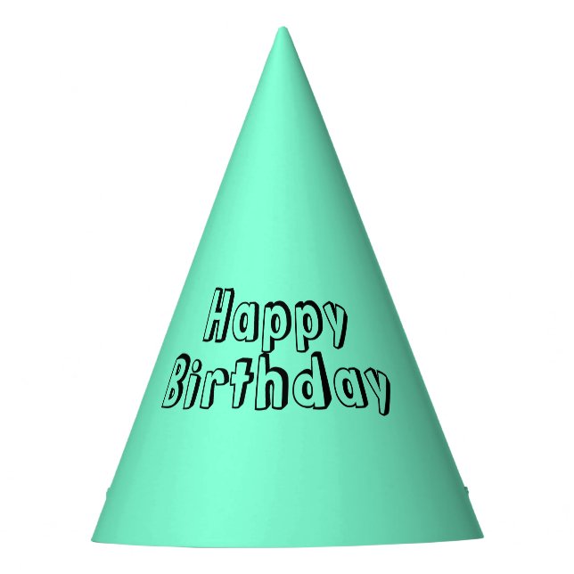 Solid Aquamarine Birthday Party Hat (Front)
