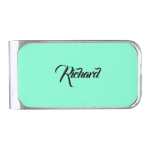 Solid Aquamarine Personal Silver Finish Money Clip