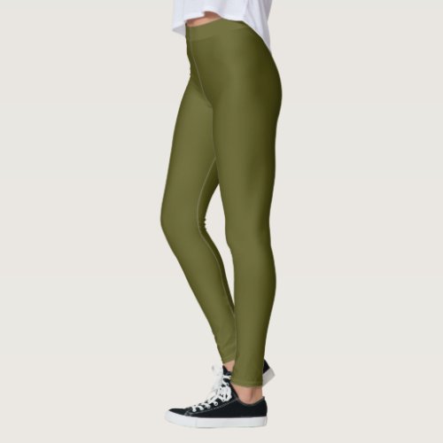 Solid Army Green Decor on Leggings