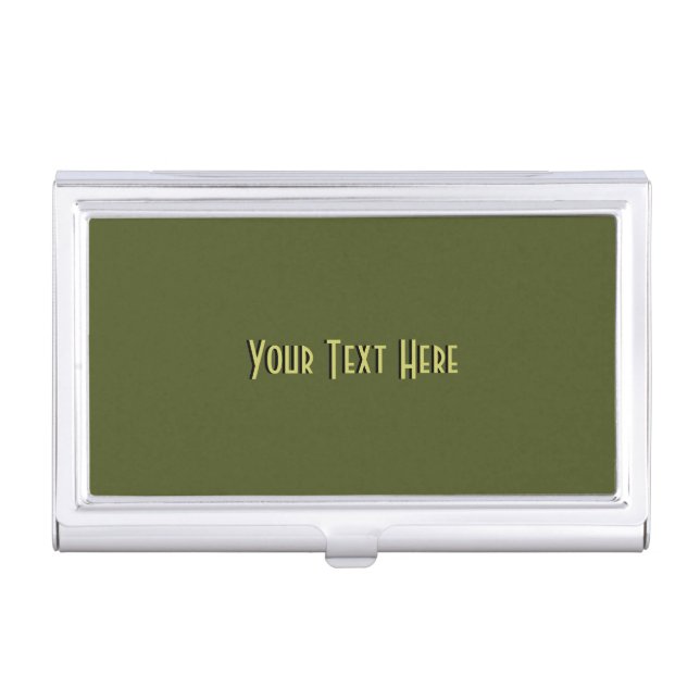 Solid Army Green Personalized Business Card Holder (Front)