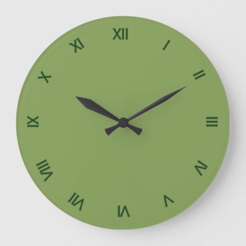 Solid Asparagus Green with Roman Numerals Large Clock