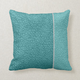 Solid Autumnal Blue on Teal Blue Grey Stripe Throw Pillow