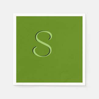 Solid Avocado Green Initialized Paper Napkins