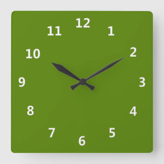 Solid Avocado Green Square Wall Clock