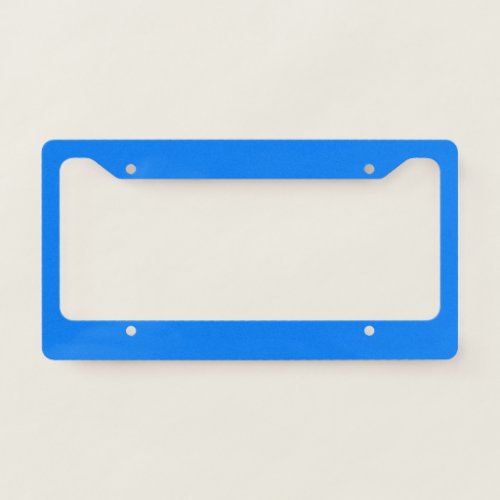 Solid azure blue license plate frame