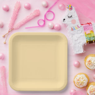 Solid Beige 9 Inch Square Party Paper Plate
