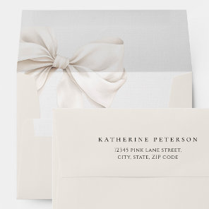 Solid Beige Elegant Bow Envelope