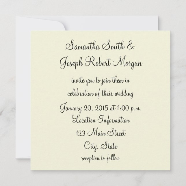 Solid Beige Wedding Invitation (Front)