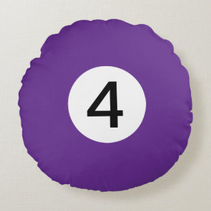 Solid Billiard Ball #4 - 100% Editable Round Pillow
