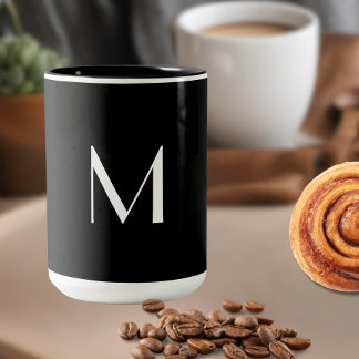 solid black - add monogram Two-Tone coffee mug