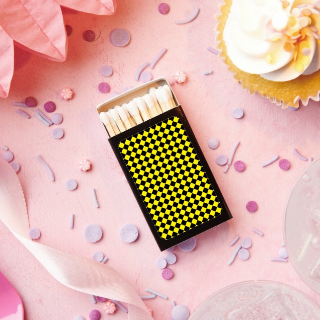 Solid Black and Bright Yellow Chevron Pattern Matchboxes (Insitu)