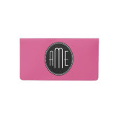 Solid Black and Hot Pink with Monogram Checkbook Cover (Front)