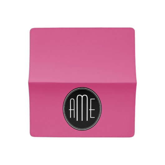 Solid Black and Hot Pink with Monogram Checkbook Cover (Open)