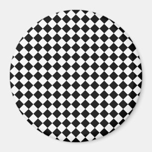 Solid Black and White Chevron Pattern 3Inch Round Magnet