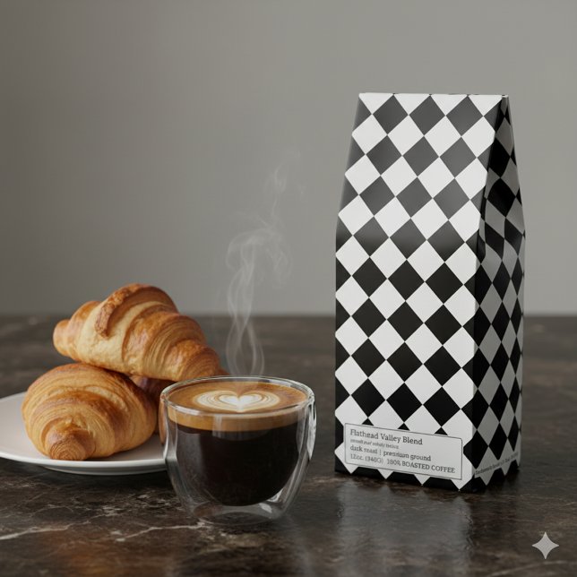 Solid Black and White Chevron Pattern Roasted Coffee (Solid Black and White Chevron Pattern Roasted Coffee)